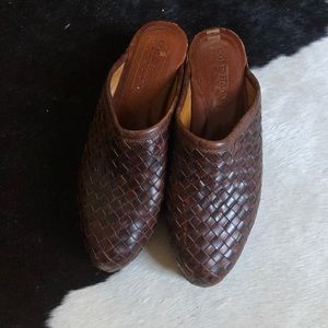 Cole Haan Woven Leather Wooden Clog 6.5